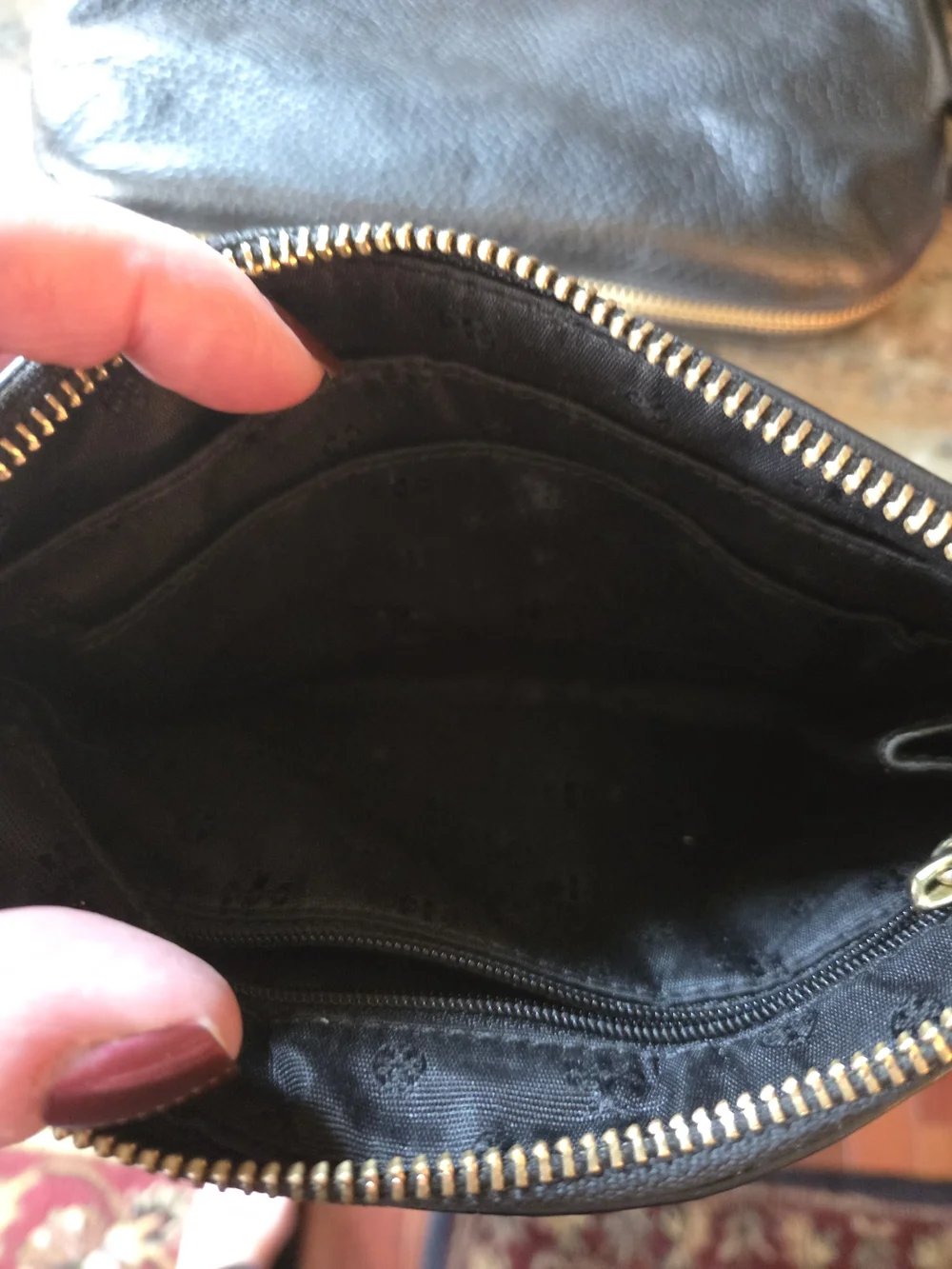 Tory Burch Black Pebbled Leather Crossbody with Matching Wristlet